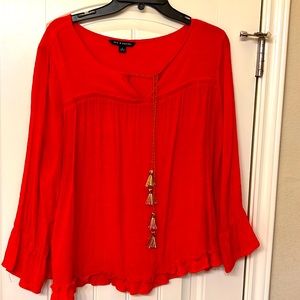 Red linen material too